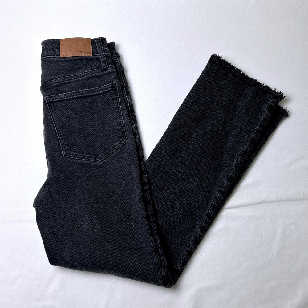 Madewell Womens Cali Demi-Boot High Rise Raw Hem Jeans Size 2/25 Charcoal Black